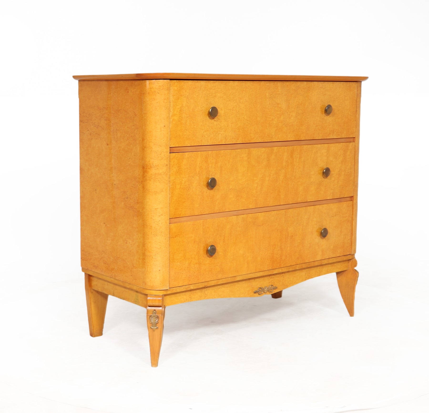 Stylish Vintage Karelian Birch Chest Of Drawers