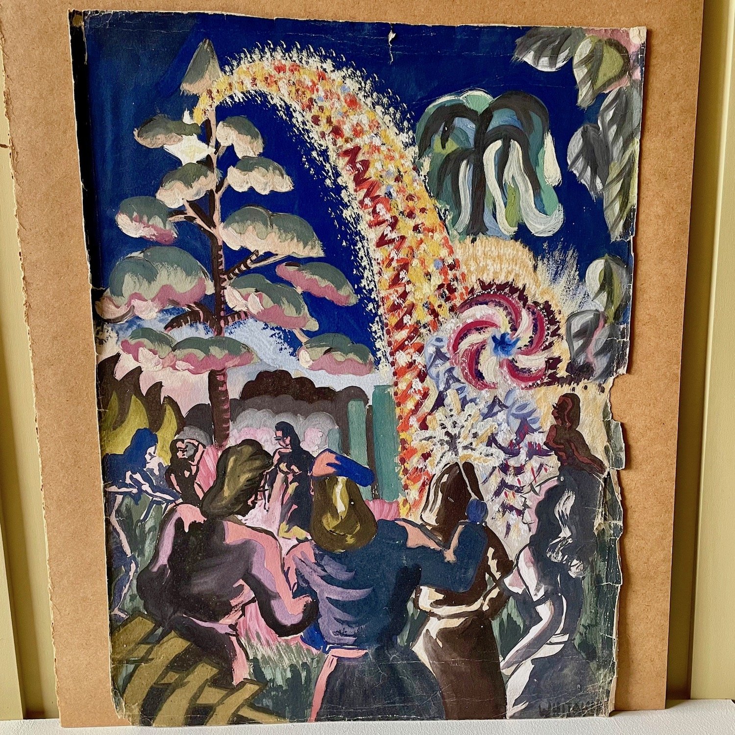 A fabulous Midcentury Bonfire Painting