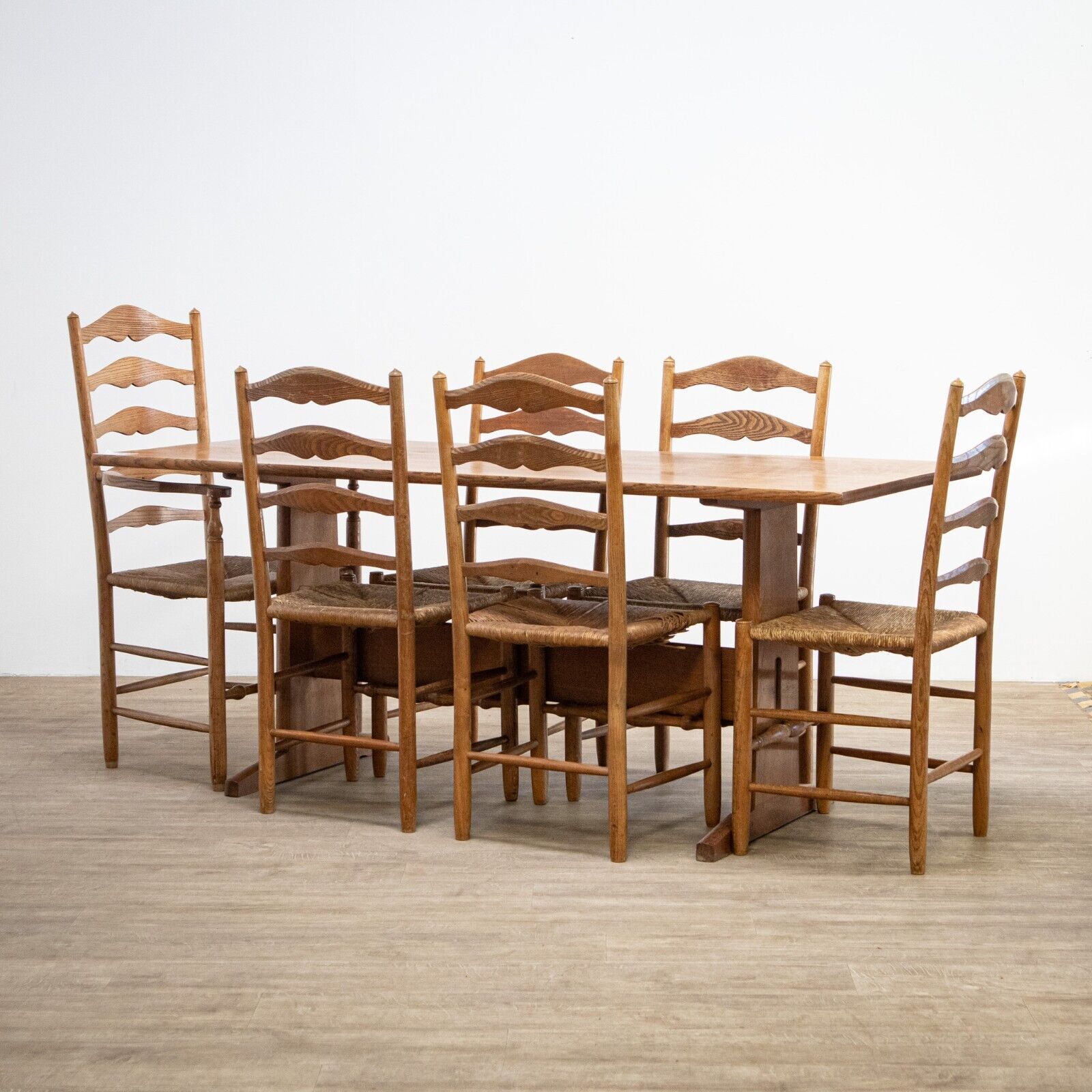 Dining Table & 6 Arts & Crafts Clissett-Style Chairs