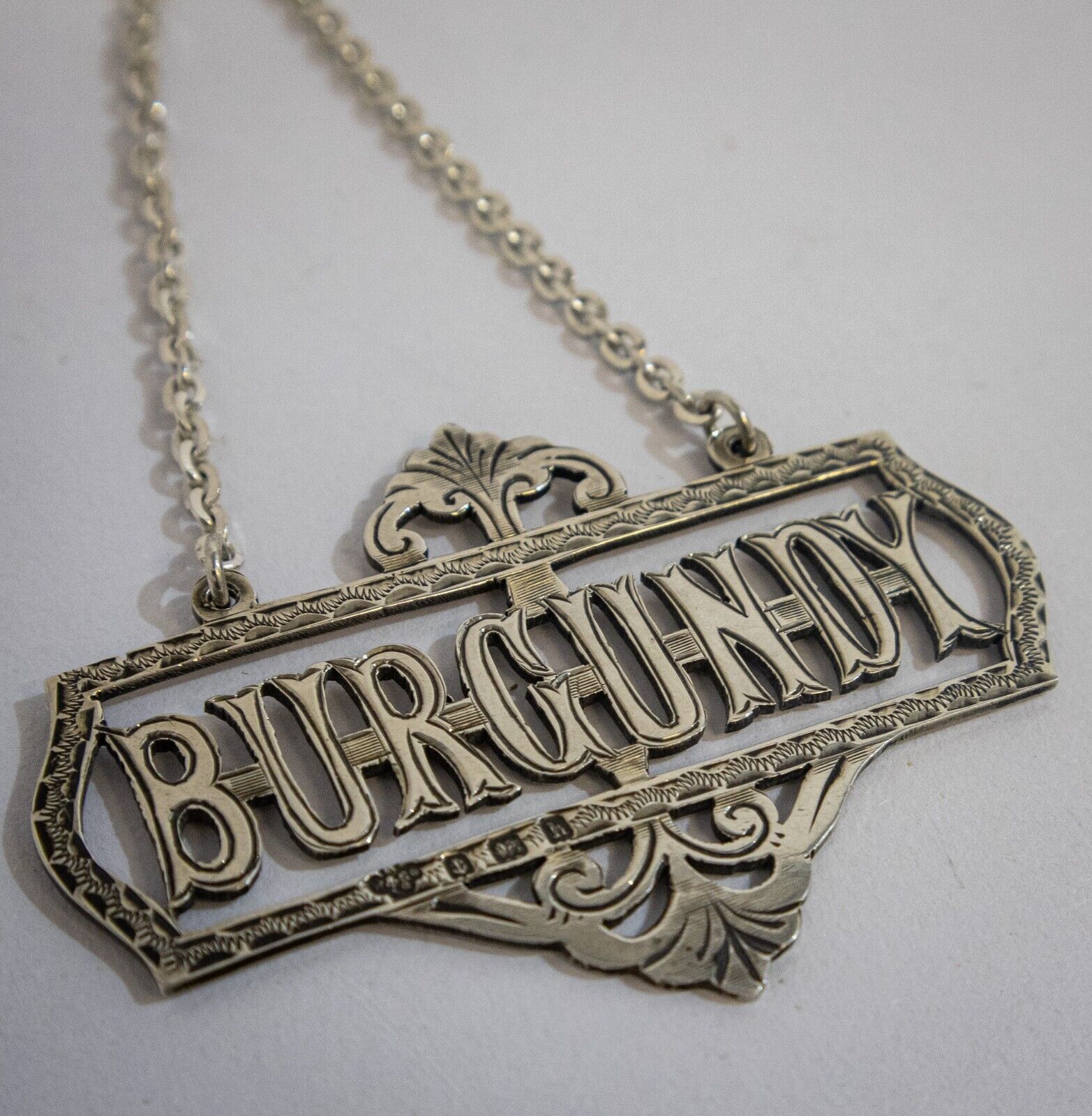 Edwardian Silver Burgundy Wine Label