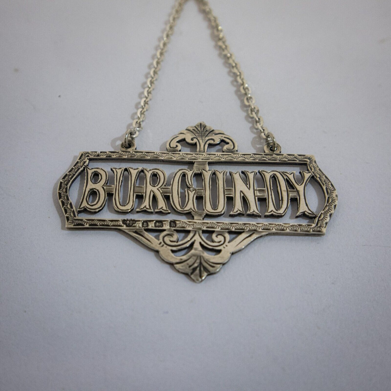 Edwardian Silver Burgundy Wine Label