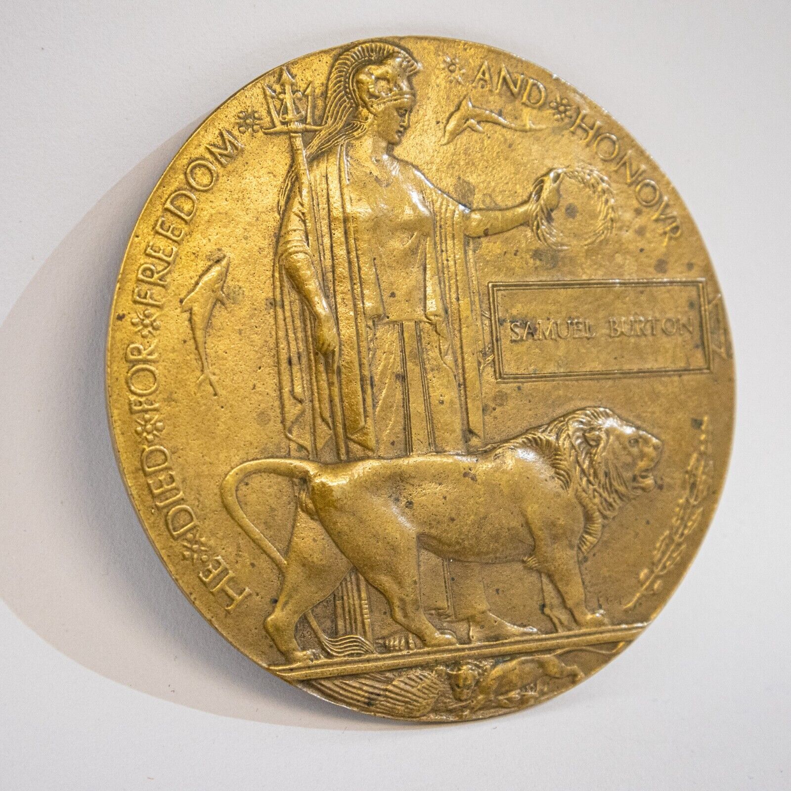 First World War Memorial Plaque with Papers