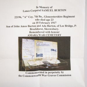 First World War Memorial Plaque with Papers
