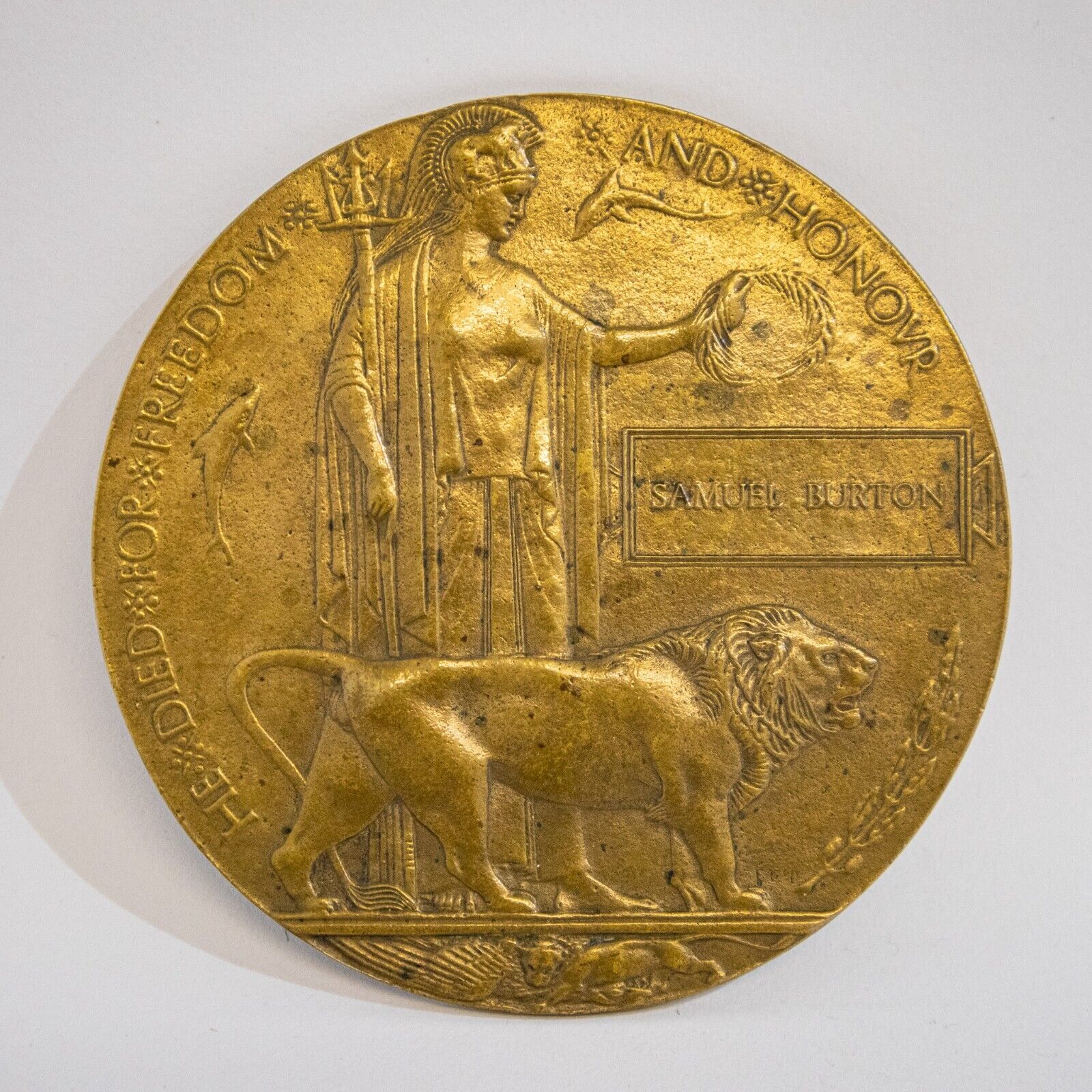 First World War Memorial Plaque with Papers