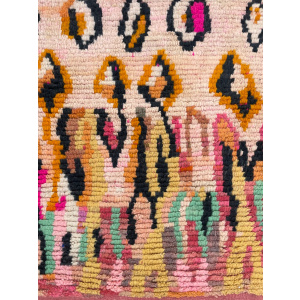 Traditional Orange Berber Moroccan Boujad Rug, Moroccan Craftsmanship, 1980's