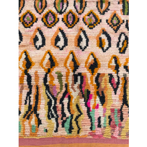 Traditional Orange Berber Moroccan Boujad Rug, Moroccan Craftsmanship, 1980's