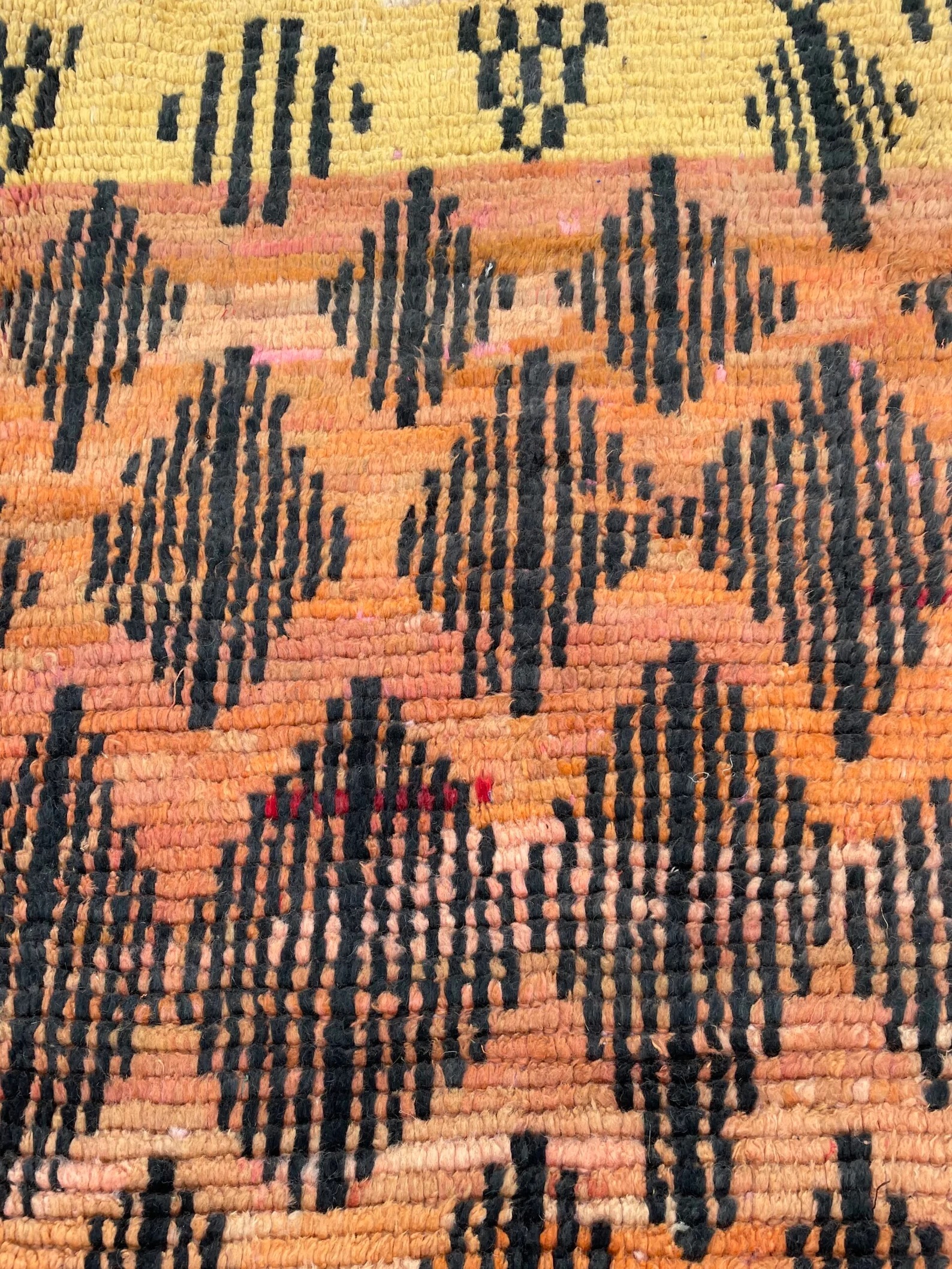 Traditional Orange Berber Moroccan Boujad Rug, Moroccan Craftsmanship, 1980's