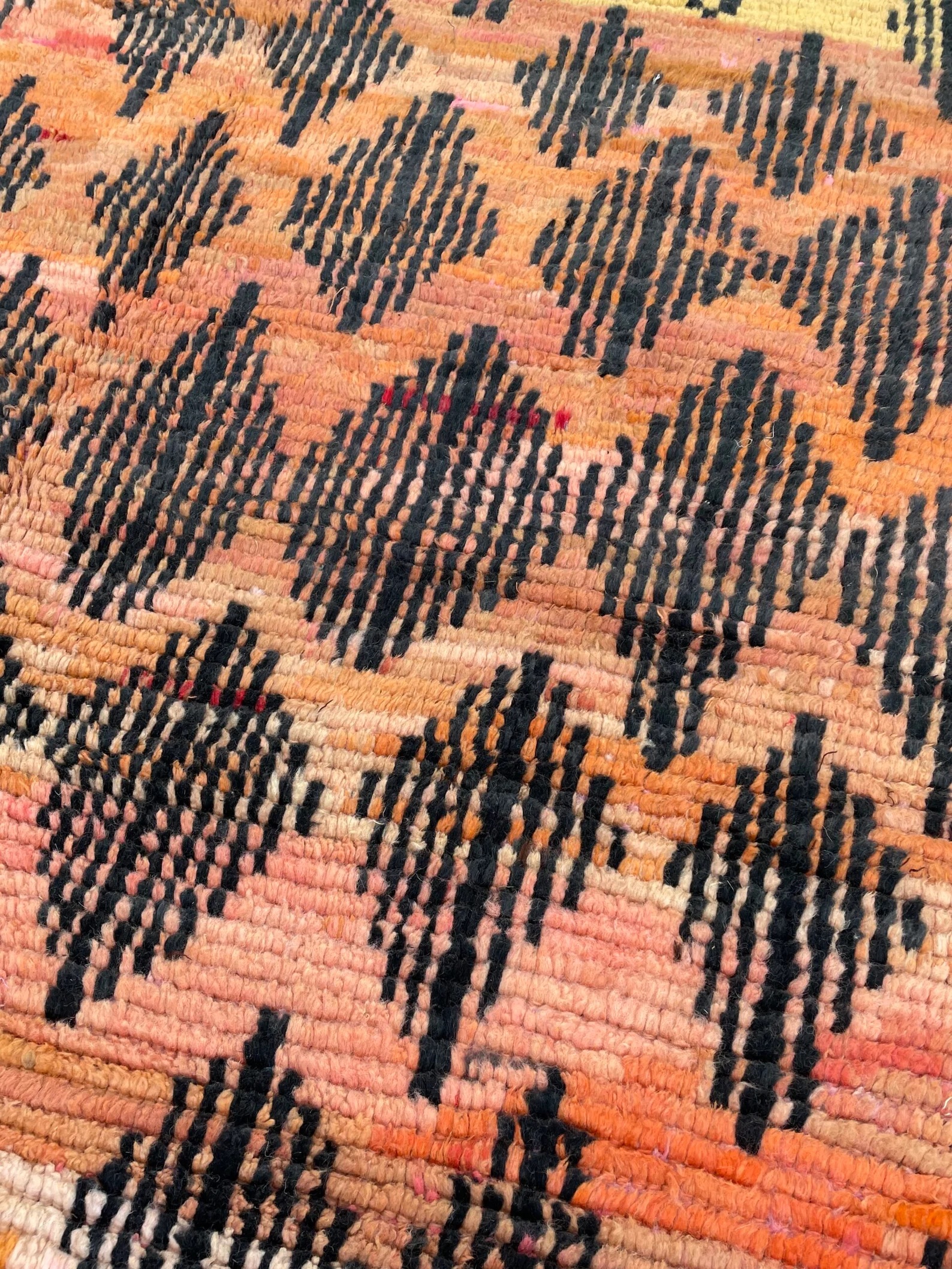 Traditional Orange Berber Moroccan Boujad Rug, Moroccan Craftsmanship, 1980's