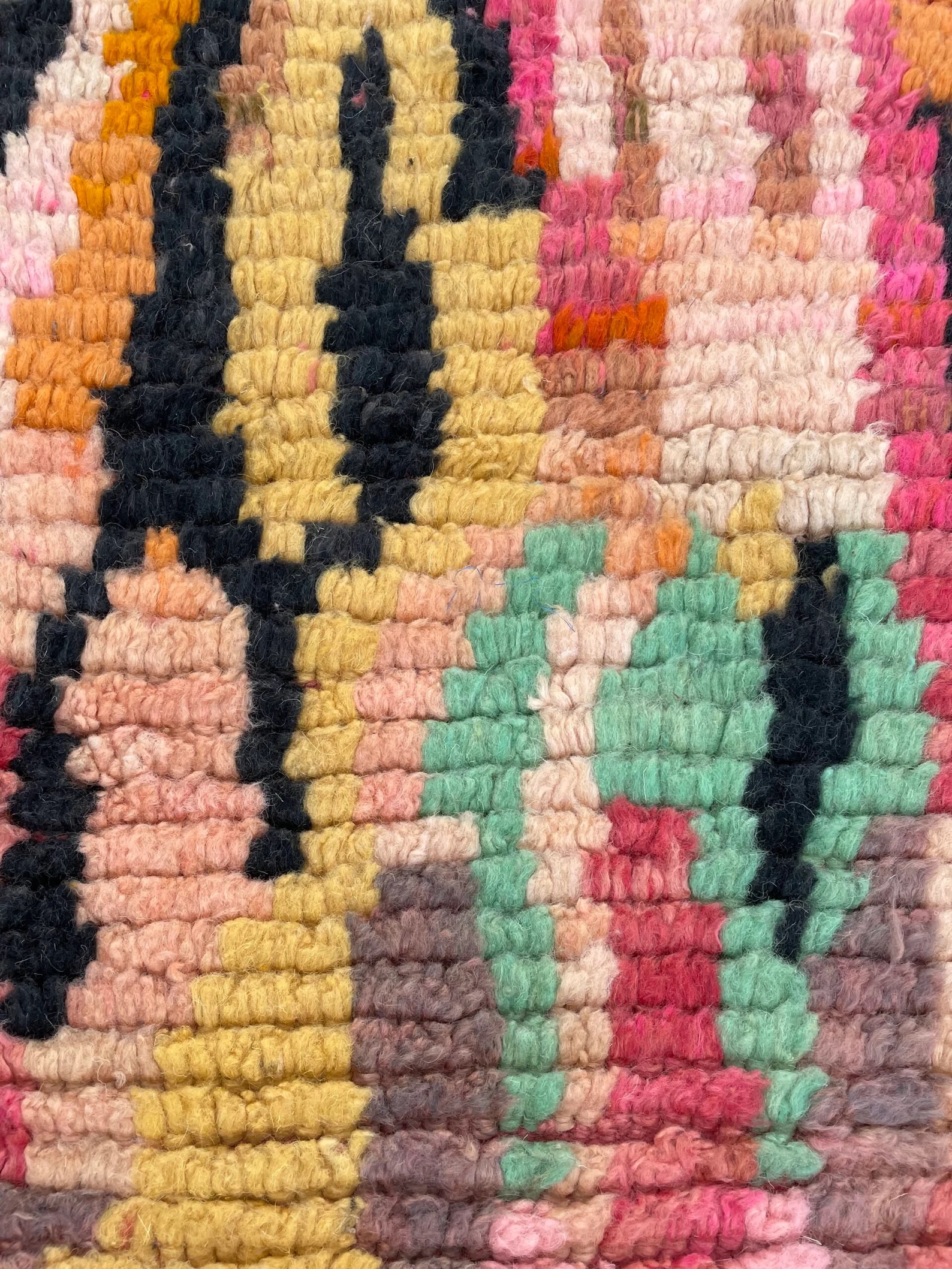 Traditional Orange Berber Moroccan Boujad Rug, Moroccan Craftsmanship, 1980's