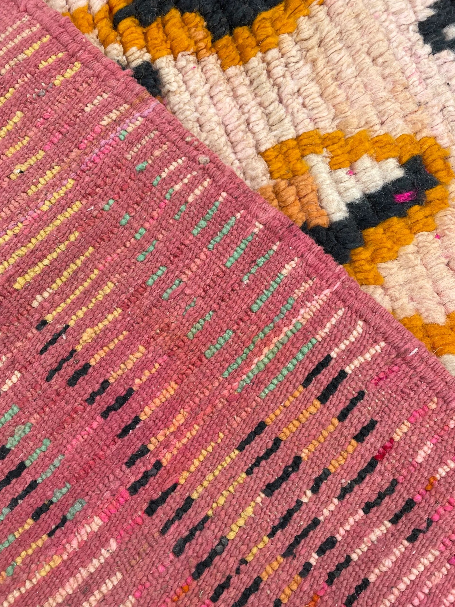 Traditional Orange Berber Moroccan Boujad Rug, Moroccan Craftsmanship, 1980's