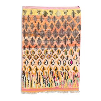 Traditional Orange Berber Moroccan Boujad Rug, Moroccan Craftsmanship, 1980's