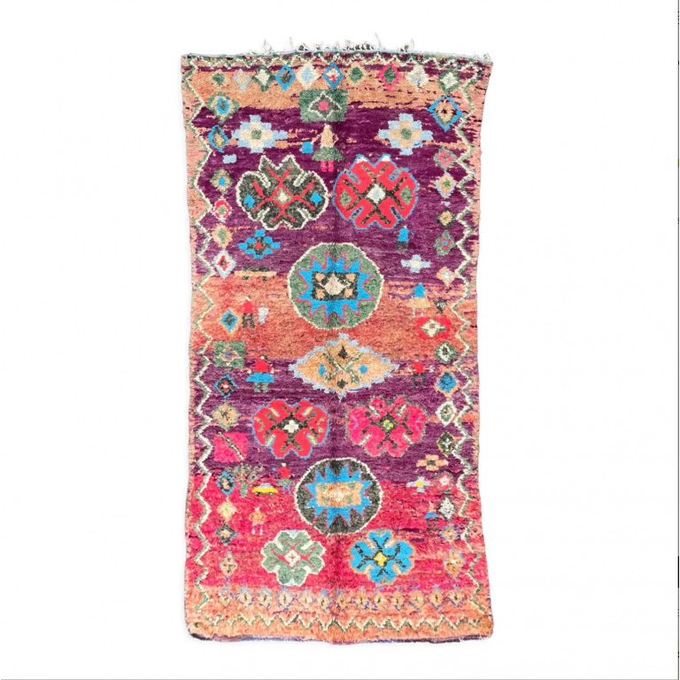 Vintage Moroccan Berber Boujad Wool Area Rug