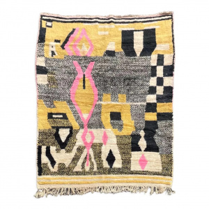 Genuine Abstract Modern Moroccan Berber Boujad Rug