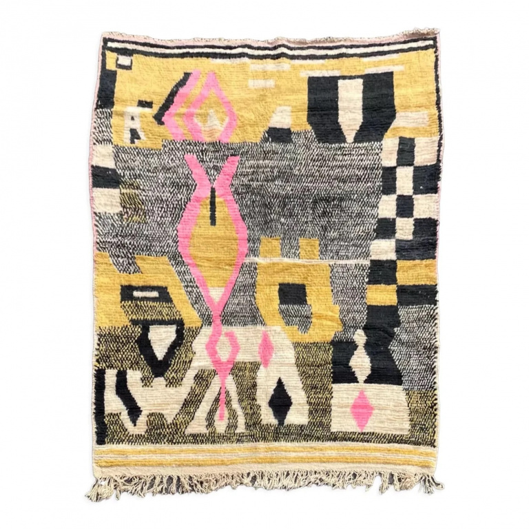 Genuine Abstract Modern Moroccan Berber Boujad Rug