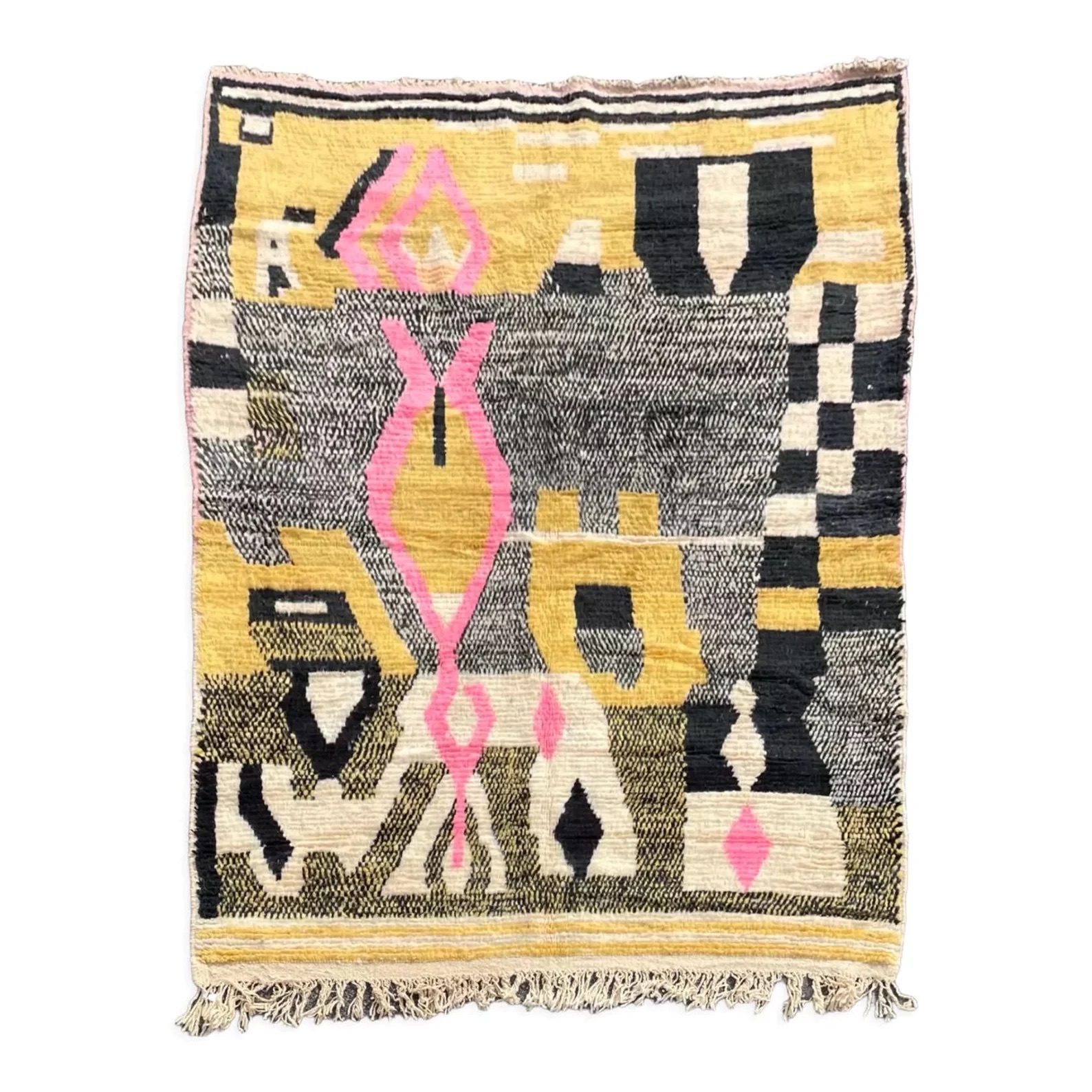 Genuine Abstract Modern Moroccan Berber Boujad Rug