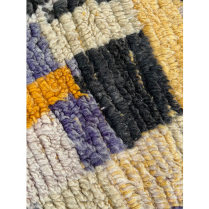 Moroccan Yellow Traditional Boujad Rug, Handmade Berber Carpet, 1990's