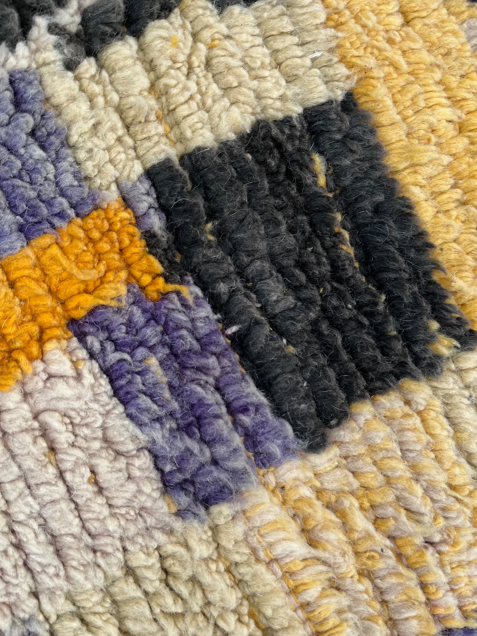 Moroccan Yellow Traditional Boujad Rug, Handmade Berber Carpet, 1990's