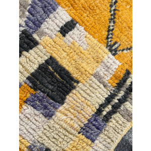 Moroccan Yellow Traditional Boujad Rug, Handmade Berber Carpet, 1990's