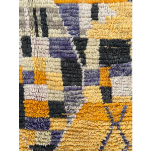 Moroccan Yellow Traditional Boujad Rug, Handmade Berber Carpet, 1990's