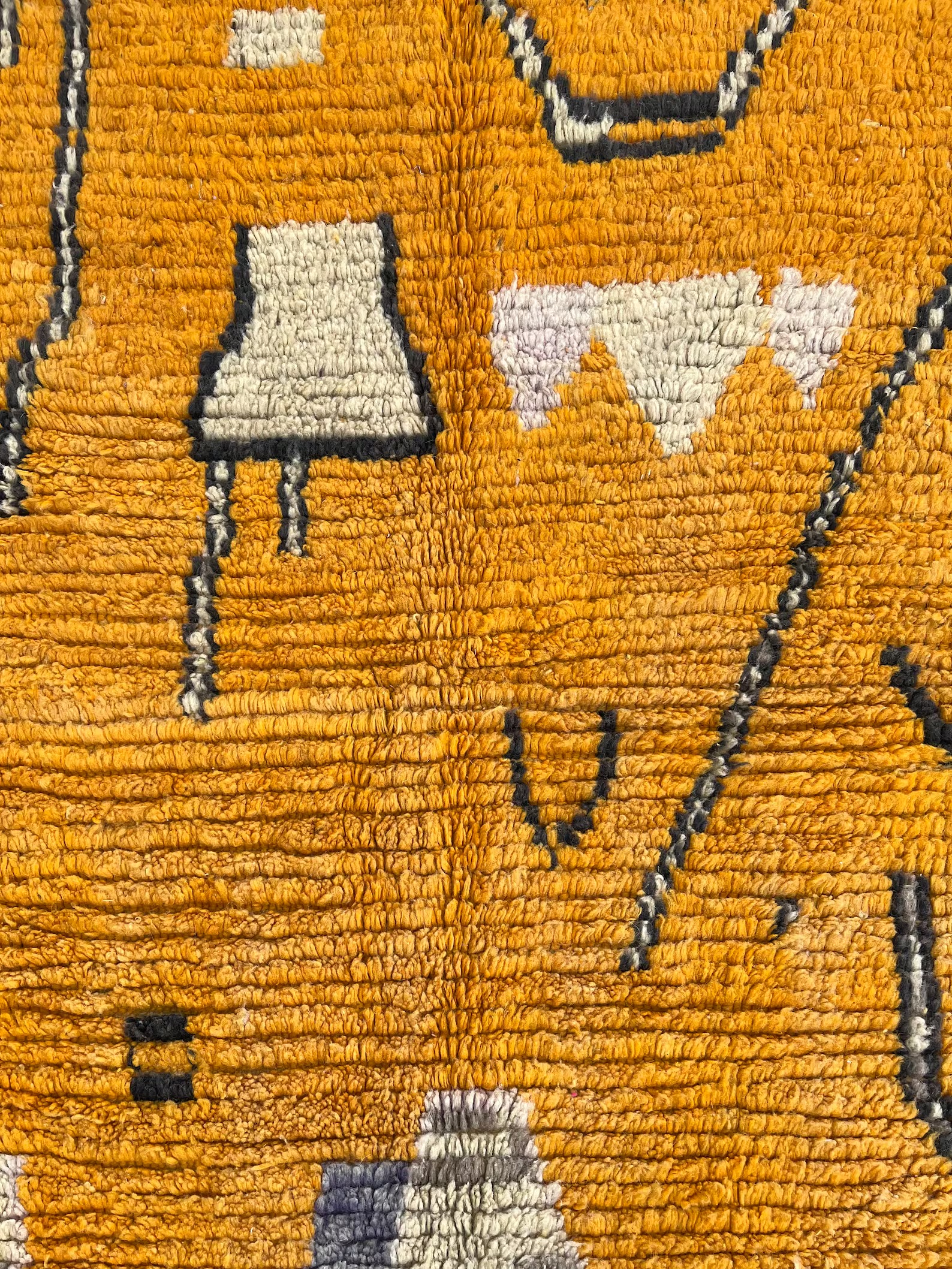 Moroccan Yellow Traditional Boujad Rug, Handmade Berber Carpet, 1990's