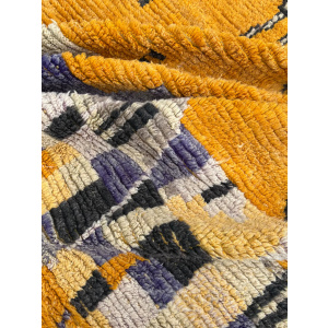 Moroccan Yellow Traditional Boujad Rug, Handmade Berber Carpet, 1990's