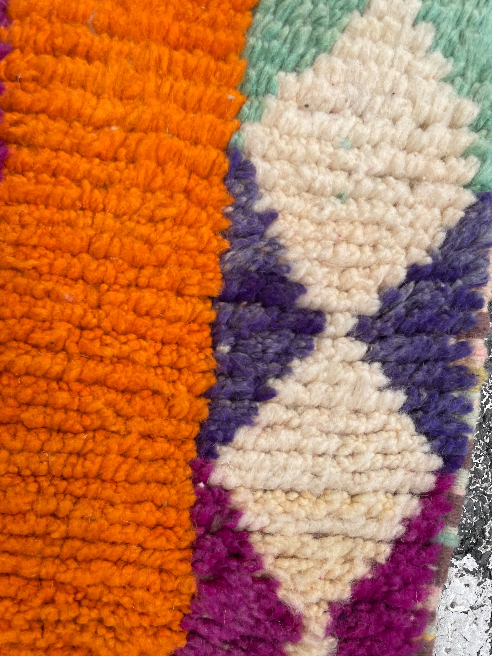 Berber Orange Boho Rug, Traditional Moroccan Craftsmanship, 1990's