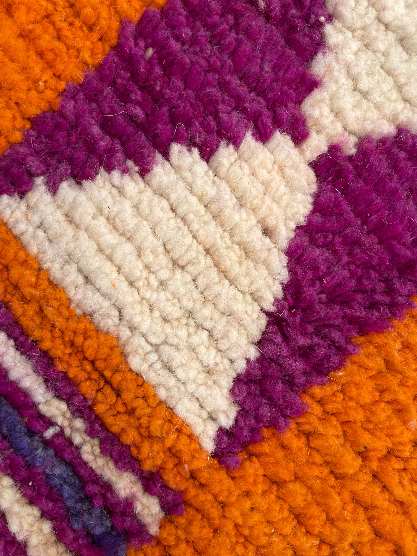 Berber Orange Boho Rug, Traditional Moroccan Craftsmanship, 1990's