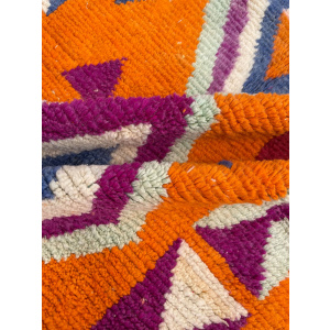 Berber Orange Boho Rug, Traditional Moroccan Craftsmanship, 1990's