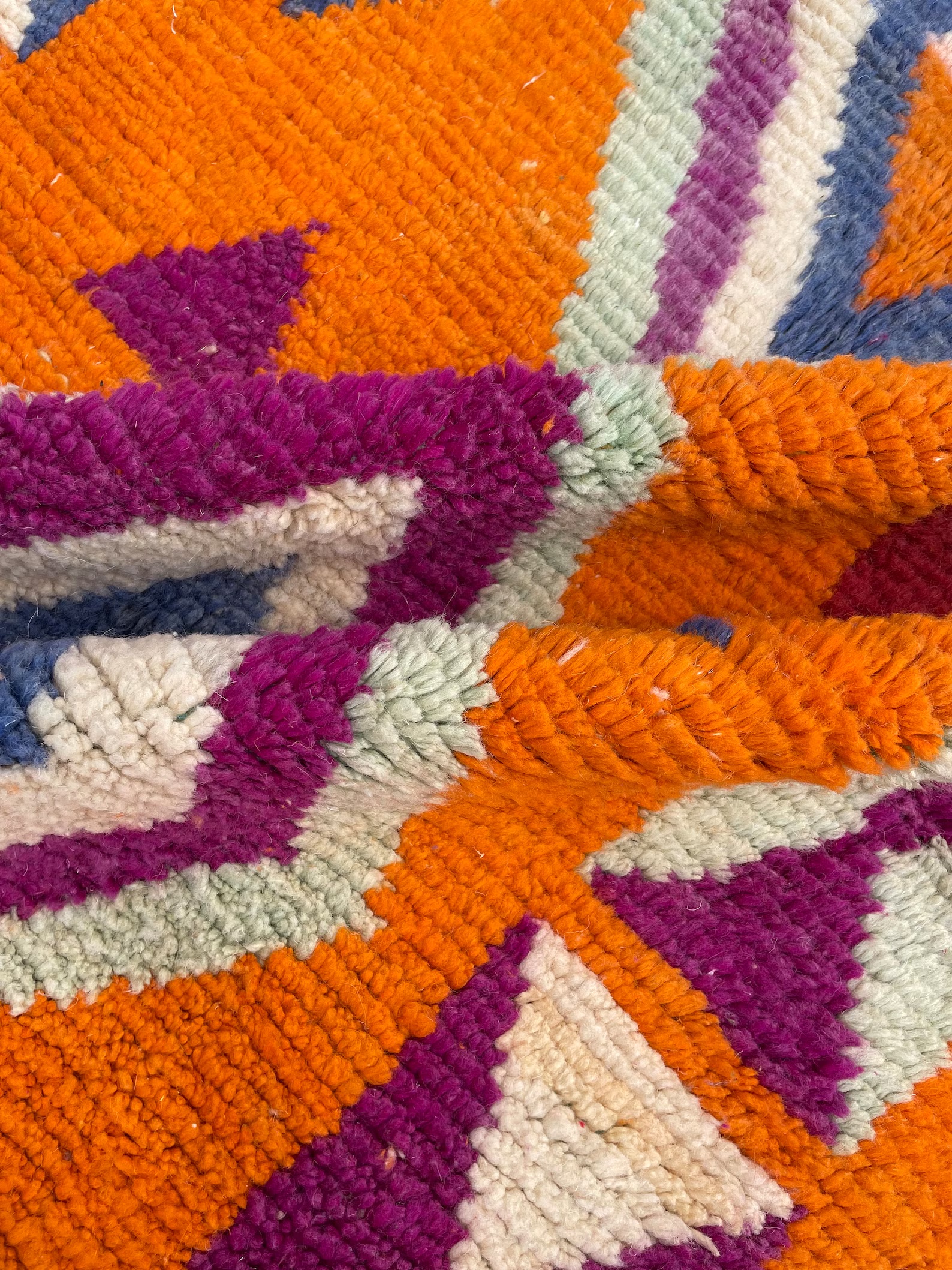Berber Orange Boho Rug, Traditional Moroccan Craftsmanship, 1990's