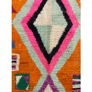Berber Orange Boho Rug, Traditional Moroccan Craftsmanship, 1990's