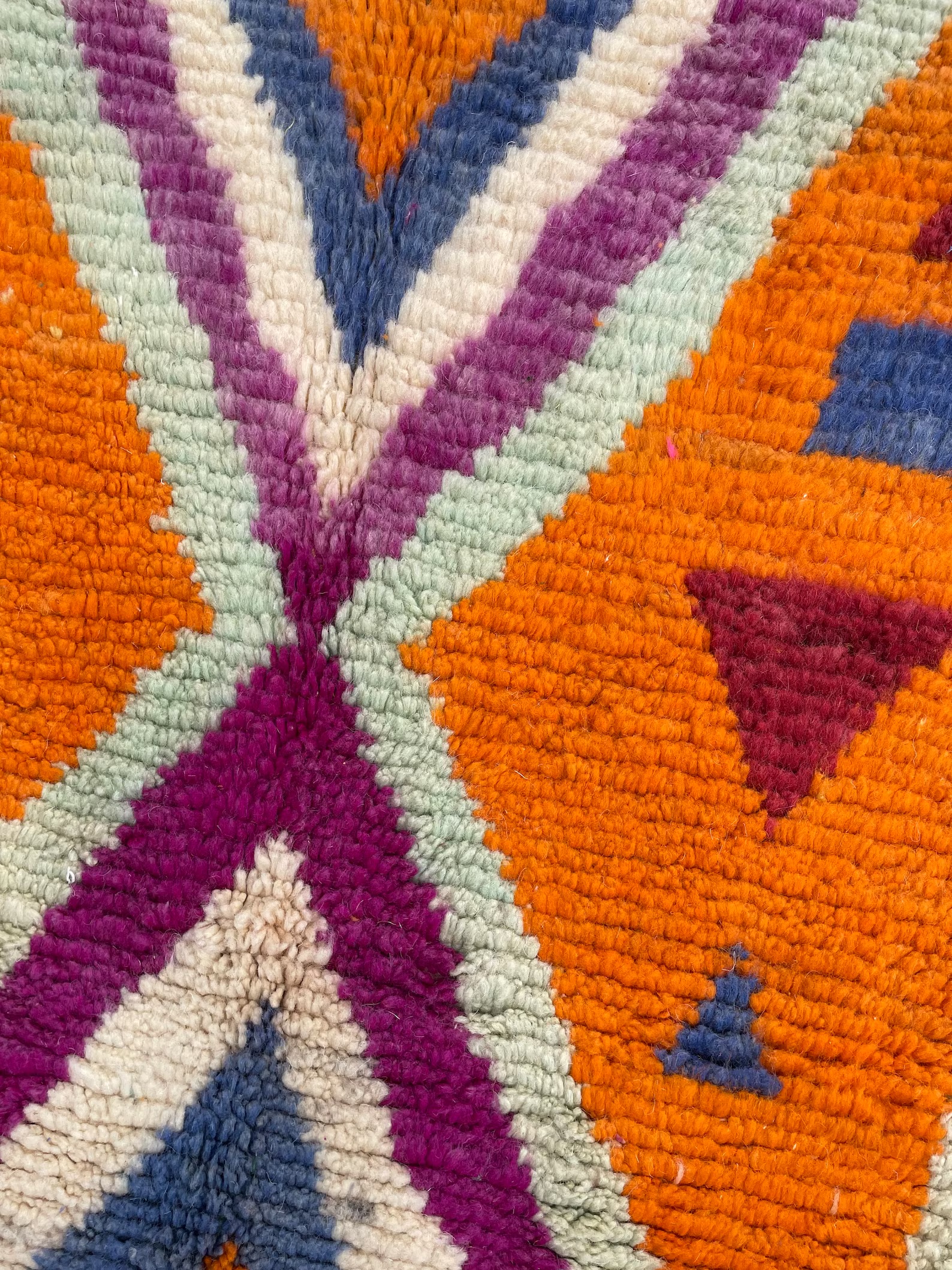 Berber Orange Boho Rug, Traditional Moroccan Craftsmanship, 1990's