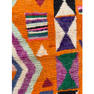 Berber Orange Boho Rug, Traditional Moroccan Craftsmanship, 1990's