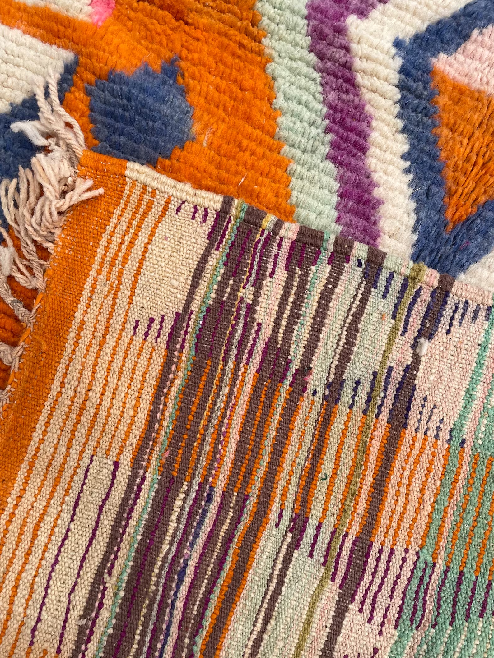 Berber Orange Boho Rug, Traditional Moroccan Craftsmanship, 1990's