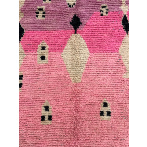 Pink Traditional Berber Moroccan Wool Rug, Handmade Rug, 1990's