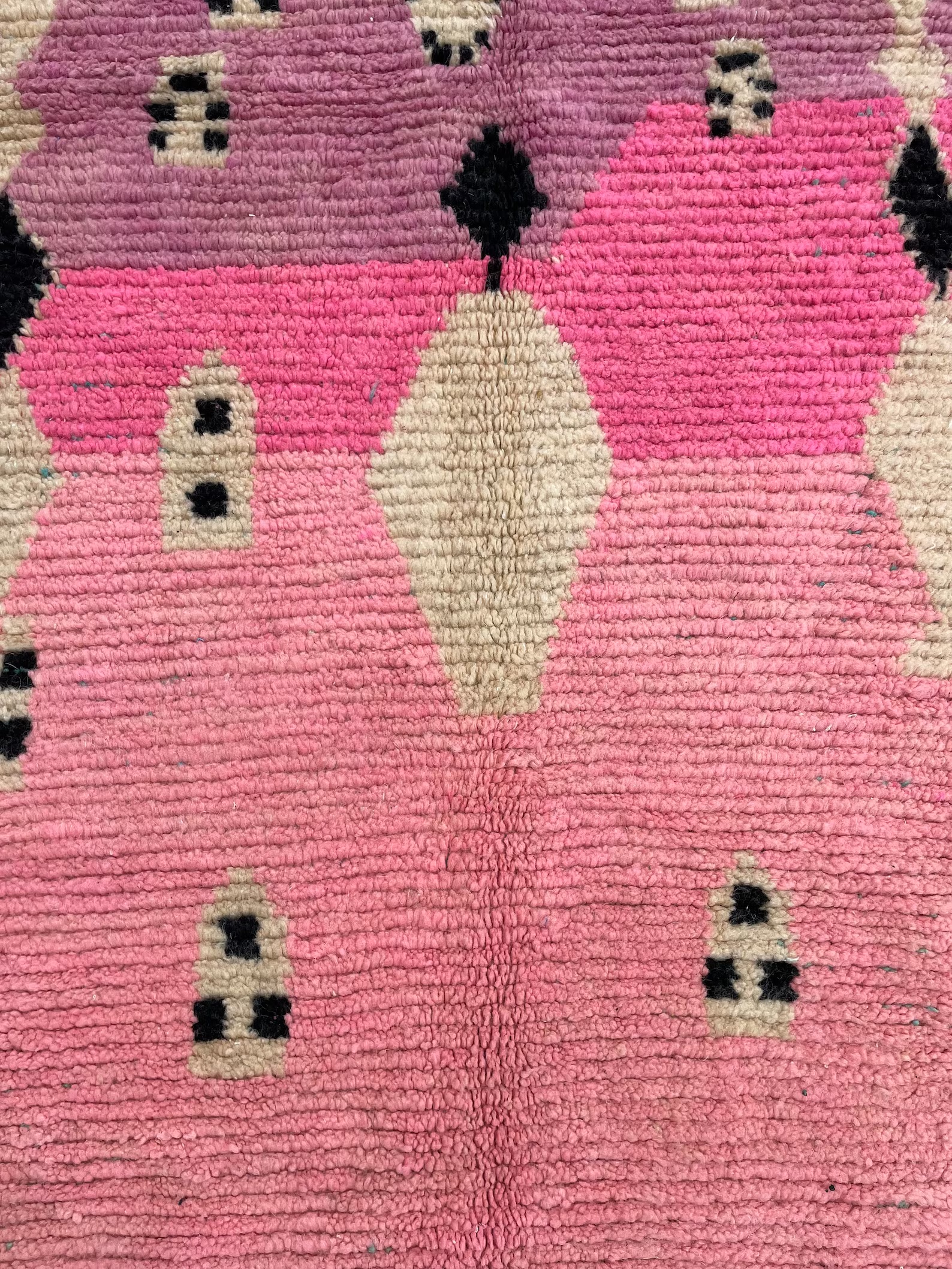Pink Traditional Berber Moroccan Wool Rug, Handmade Rug, 1990's