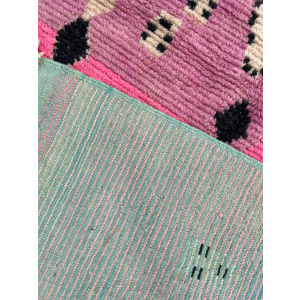Pink Traditional Berber Moroccan Wool Rug, Handmade Rug, 1990's