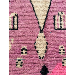 Pink Traditional Berber Moroccan Wool Rug, Handmade Rug, 1990's