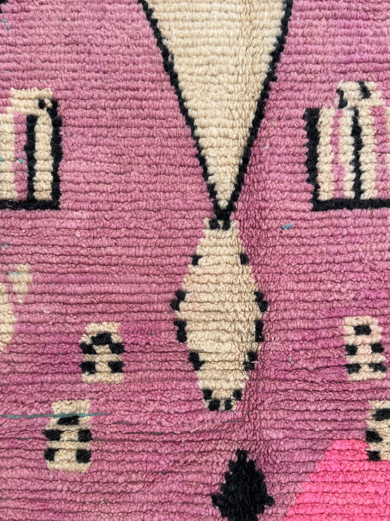 Pink Traditional Berber Moroccan Wool Rug, Handmade Rug, 1990's