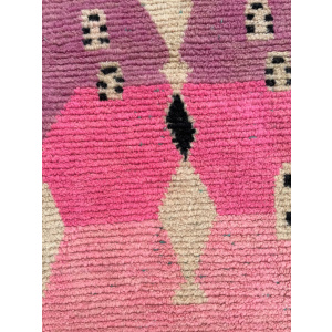 Pink Traditional Berber Moroccan Wool Rug, Handmade Rug, 1990's
