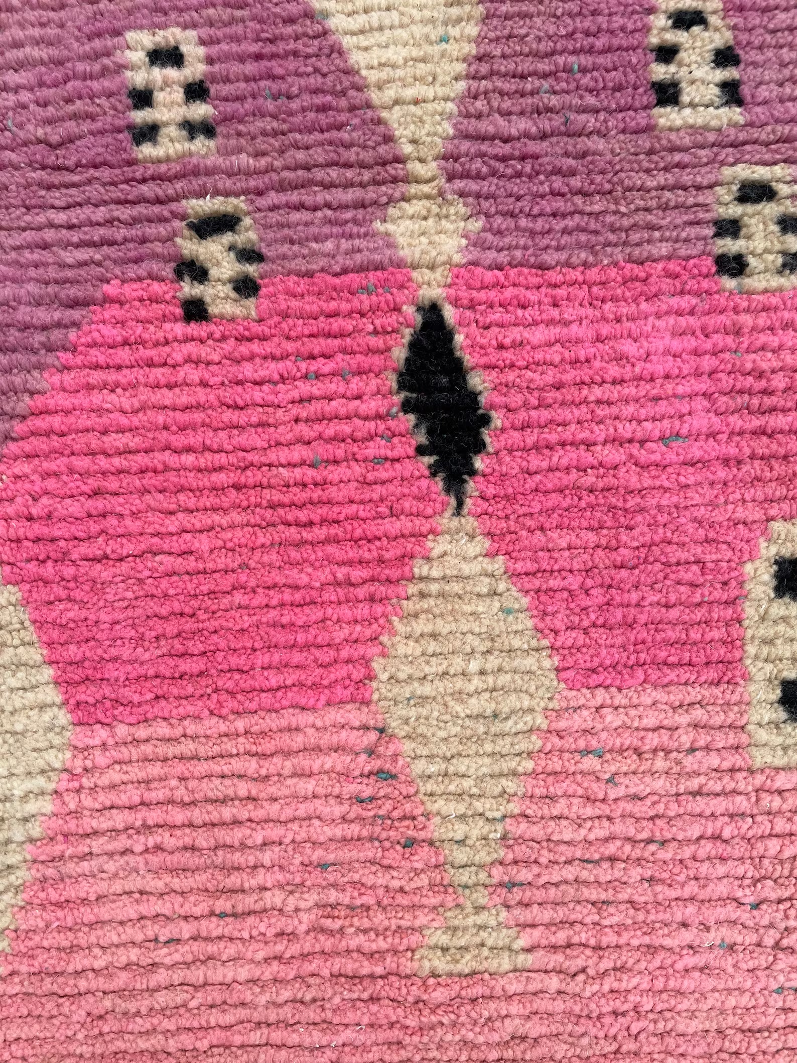 Pink Traditional Berber Moroccan Wool Rug, Handmade Rug, 1990's