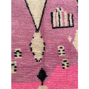Pink Traditional Berber Moroccan Wool Rug, Handmade Rug, 1990's