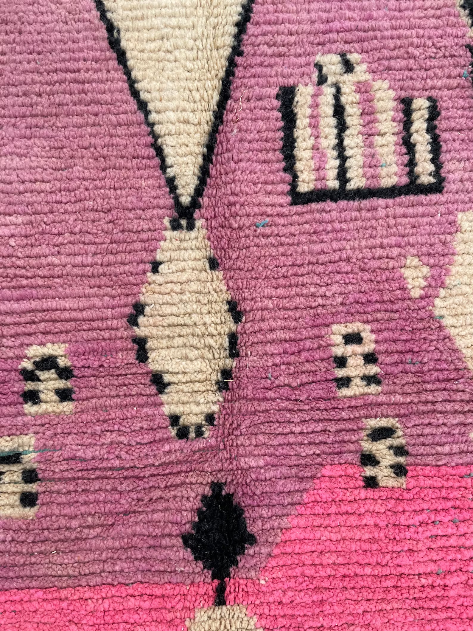 Pink Traditional Berber Moroccan Wool Rug, Handmade Rug, 1990's