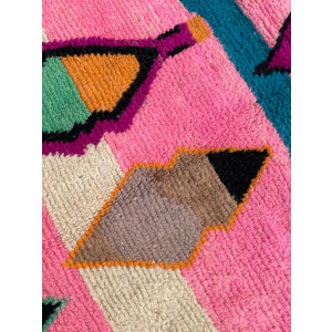 Pink Berber Moroccan Boujad Wool Rug, Handmade Wool Rug, 1990's