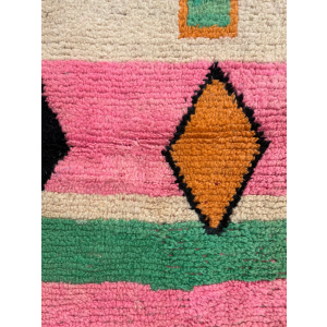 Pink Berber Moroccan Boujad Wool Rug, Handmade Wool Rug, 1990's