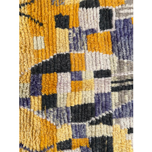 Moroccan Yellow Traditional Boujad Rug, Handmade Berber Carpet, 1990's