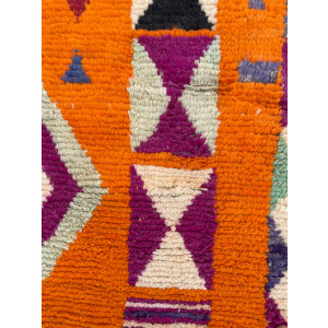 Berber Orange Boho Rug, Traditional Moroccan Craftsmanship, 1990's