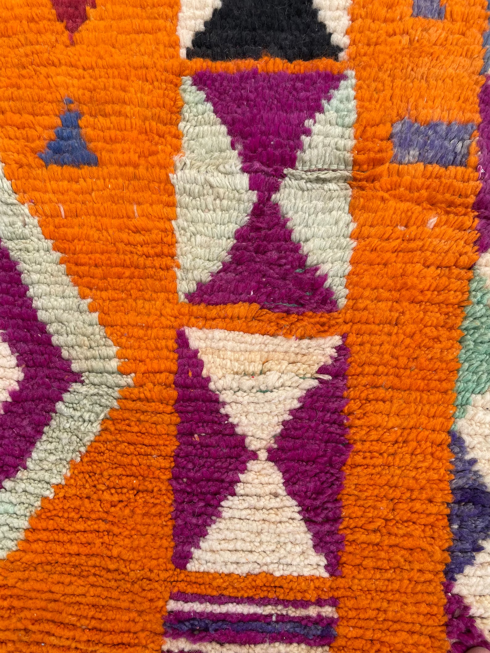 Berber Orange Boho Rug, Traditional Moroccan Craftsmanship, 1990's