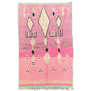 Pink Traditional Berber Moroccan Wool Rug, Handmade Rug, 1990's