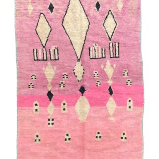 Pink Traditional Berber Moroccan Wool Rug, Handmade Rug, 1990's