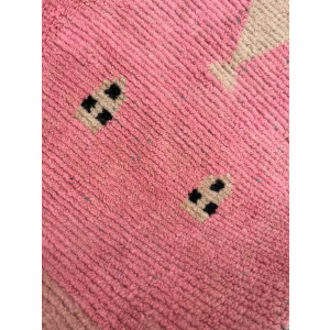 Pink Traditional Berber Moroccan Wool Rug, Handmade Rug, 1990's